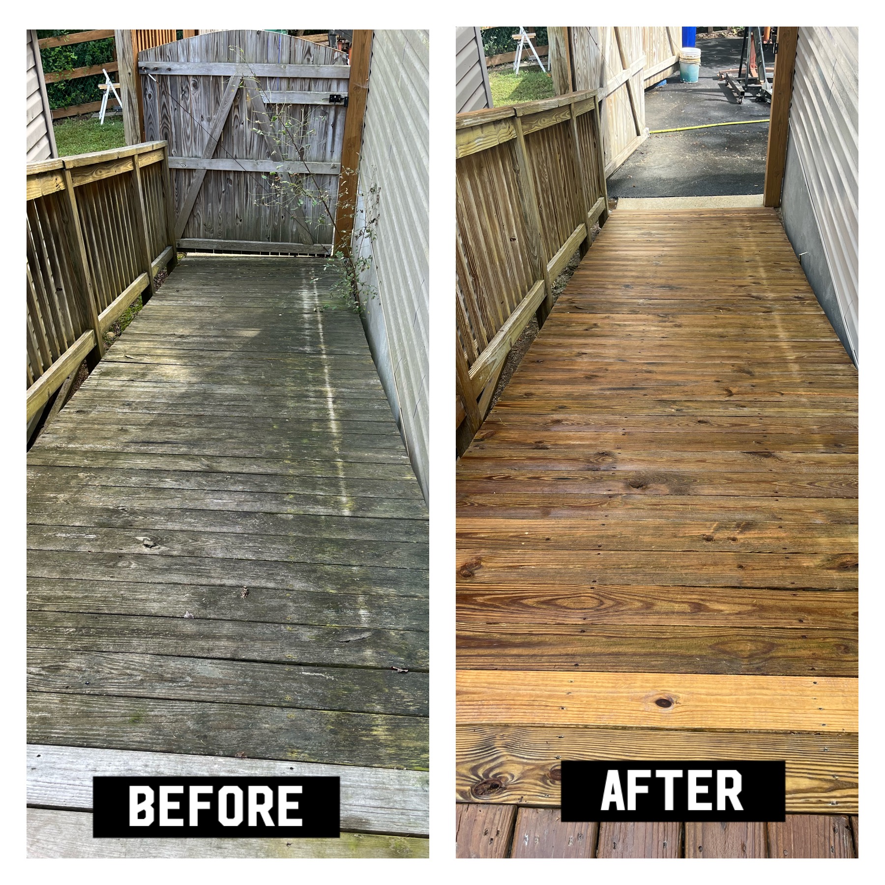 Pressure washing project: clean concrete and home exterior